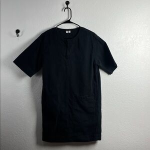 Uniqlo Denim Over-sized‎ Sack Smock Dress Black Women's Sz S Casual Boho Chic